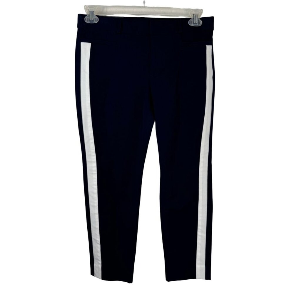 Banana Republic NEW Sloan Navy Blue White Tux Pants Skinny Ankle Size 8 Petite